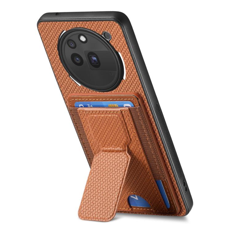 For Nothing Phone 3a Pro Carbon Fiber Fold Stand Elastic Card Bag Phone Case