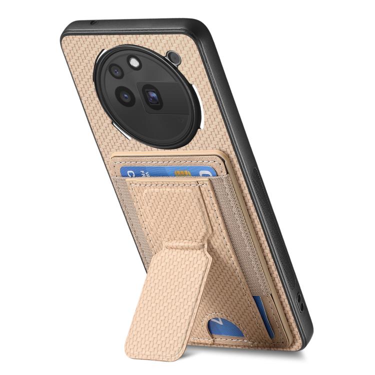 For Nothing Phone 3a Pro Carbon Fiber Fold Stand Elastic Card Bag Phone Case