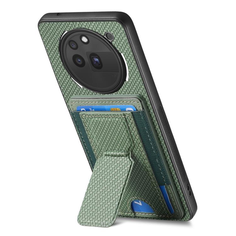For Nothing Phone 3a Pro Carbon Fiber Fold Stand Elastic Card Bag Phone Case