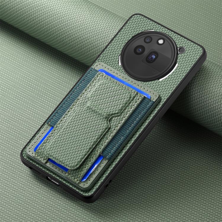 For Nothing Phone 3a Pro Carbon Fiber Fold Stand Elastic Card Bag Phone Case