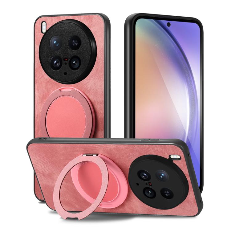 For vivo X200 Ultra Retro Leather Rotation Round Holder Phone Case