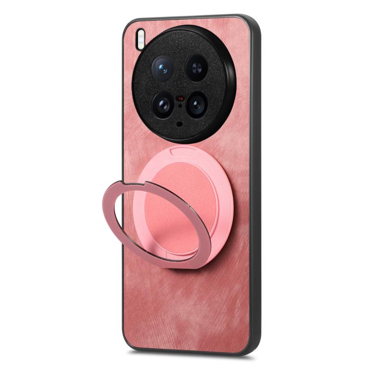 For vivo X200 Ultra Retro Leather Rotation Round Holder Phone Case