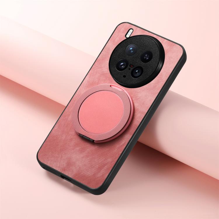 For vivo X200 Ultra Retro Leather Rotation Round Holder Phone Case