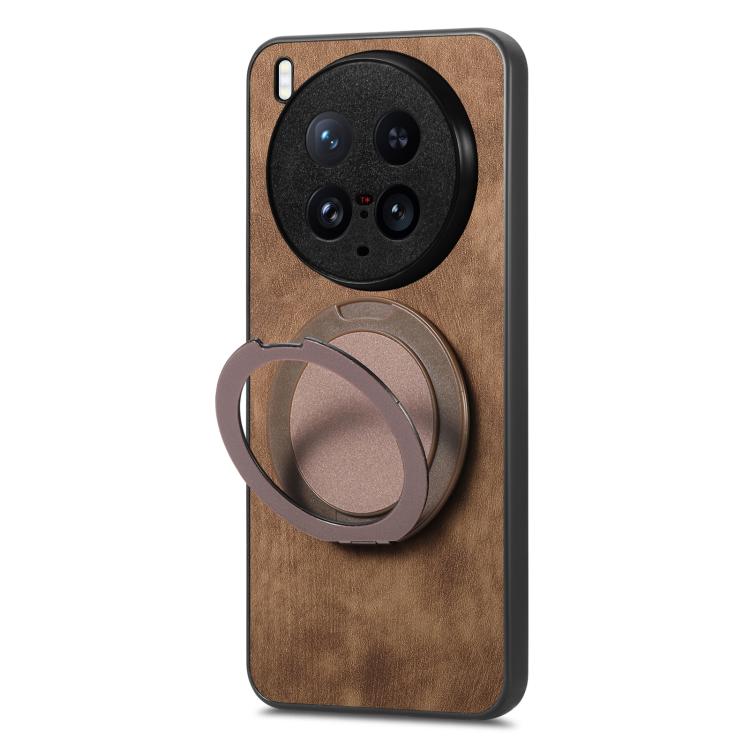 For vivo X200 Ultra Retro Leather Rotation Round Holder Phone Case