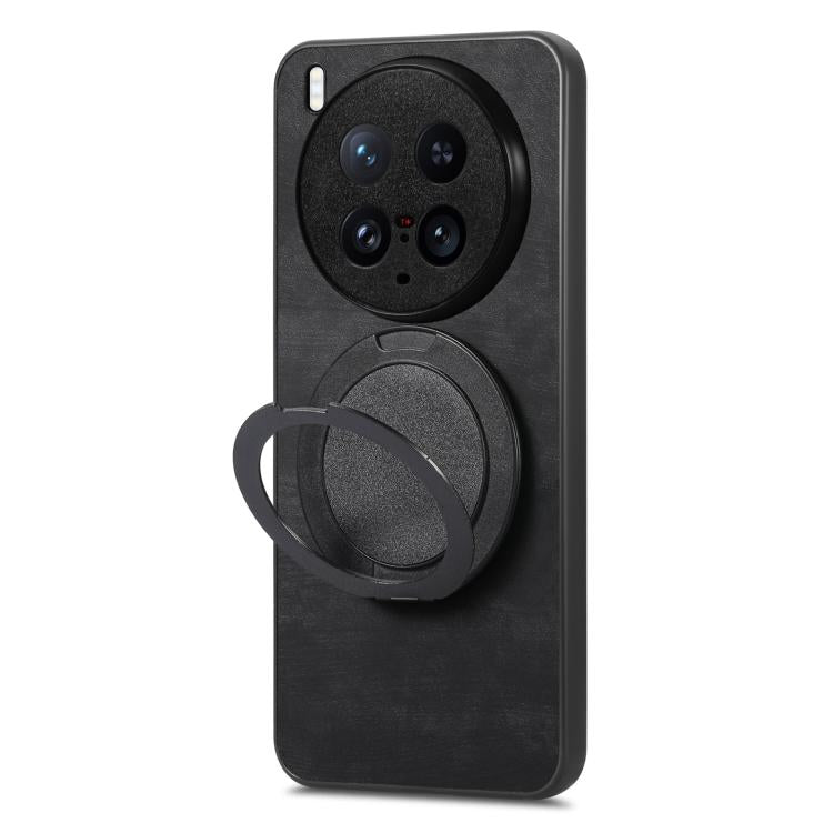 For vivo X200 Ultra Retro Leather Rotation Round Holder Phone Case