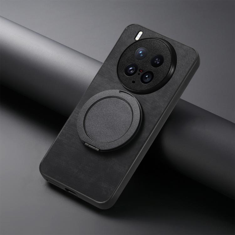 For vivo X200 Ultra Retro Leather Rotation Round Holder Phone Case