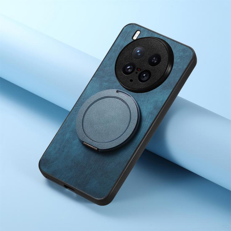 For vivo X200 Ultra Retro Leather Rotation Round Holder Phone Case