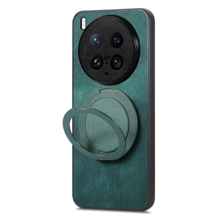 For vivo X200 Ultra Retro Leather Rotation Round Holder Phone Case