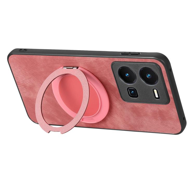 For vivo Y35 4G Retro Leather Rotation Round Holder Phone Case
