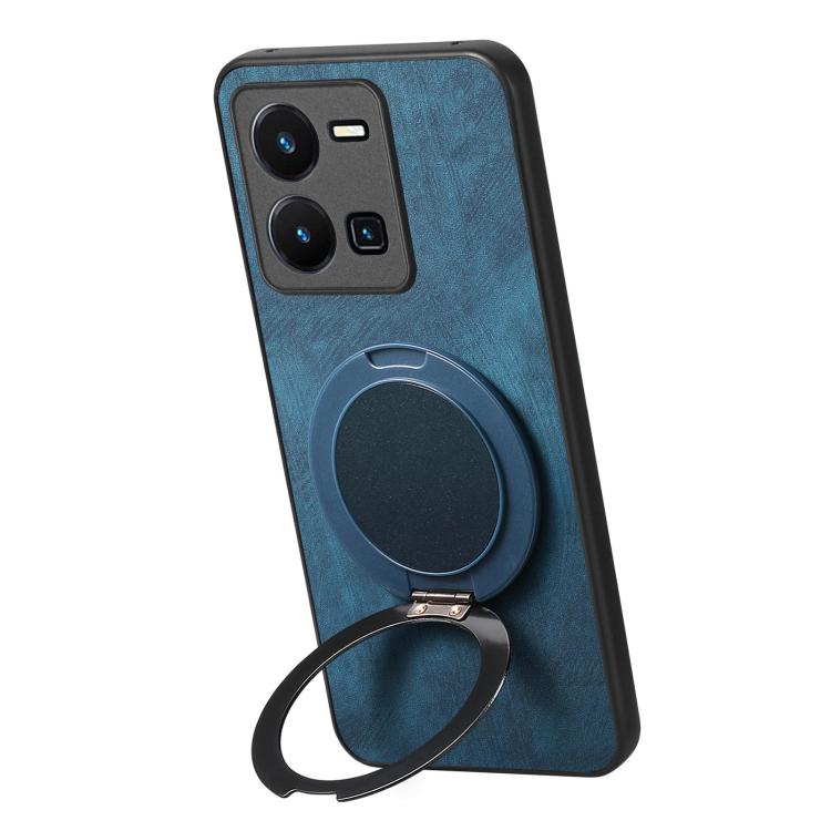 For vivo Y35 4G Retro Leather Rotation Round Holder Phone Case