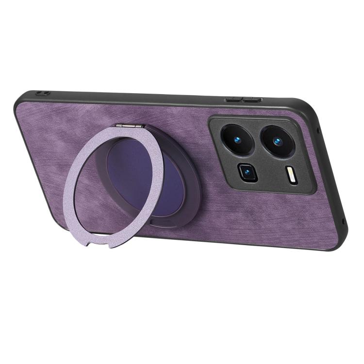 For vivo Y35 4G Retro Leather Rotation Round Holder Phone Case