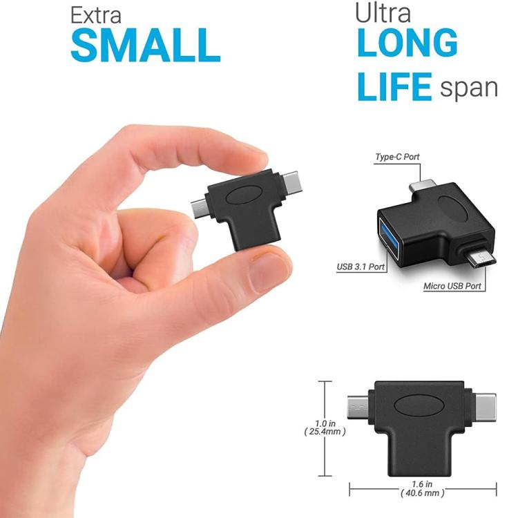 JUNSUNMAY 2 in 1 OTG Converter USB 3.0 to Micro USB and Type-C Adapter