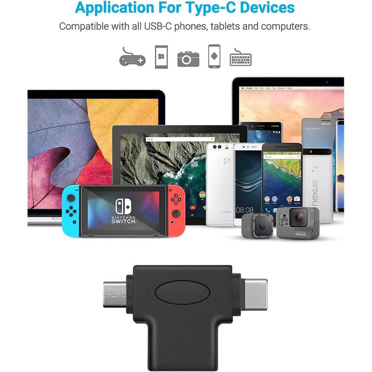 JUNSUNMAY 2 in 1 OTG Converter USB 3.0 to Micro USB and Type-C Adapter