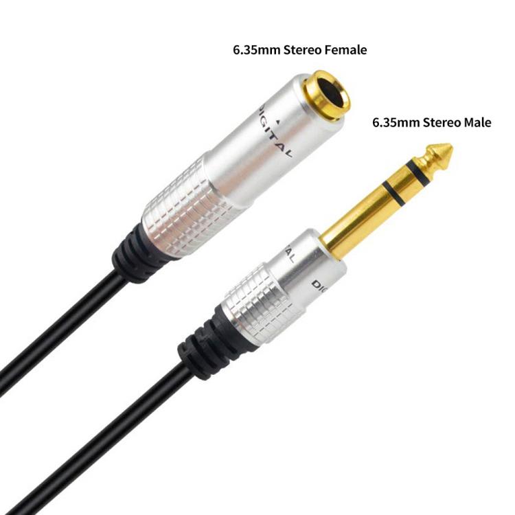 JUNSUNMAY 6.35mm 1/4 inch Male to Female Stereo Headphone Guitar Extension Cable Cord, Length:1.8m