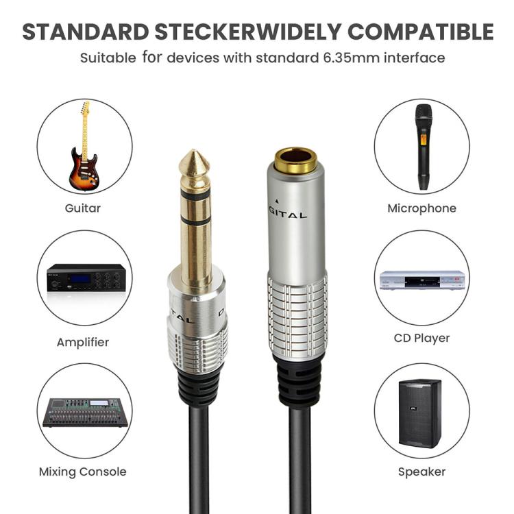 JUNSUNMAY 6.35mm 1/4 inch Male to Female Stereo Headphone Guitar Extension Cable Cord, Length:10m