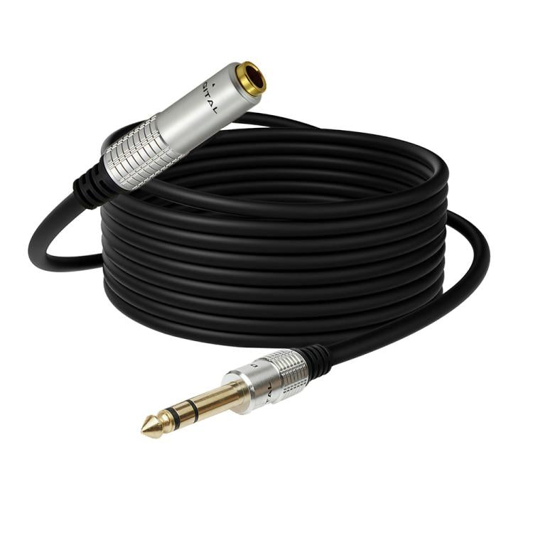 JUNSUNMAY 6.35mm 1/4 inch Male to Female Stereo Headphone Guitar Extension Cable Cord, Length:5m
