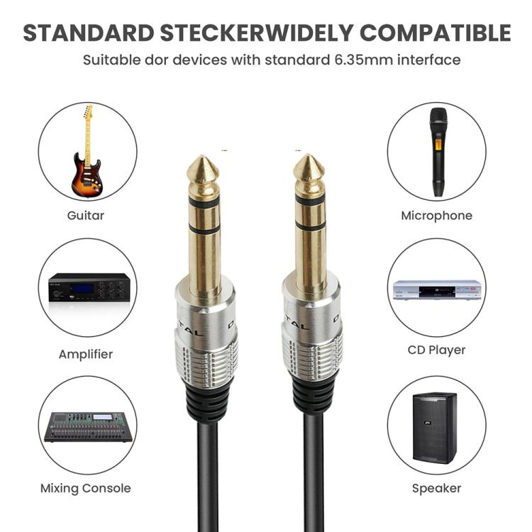 JUNSUNMAY 6.35mm 1/4 inch Male to Male Stereo Headphone Guitar Extension Cable Cord, Length:10m
