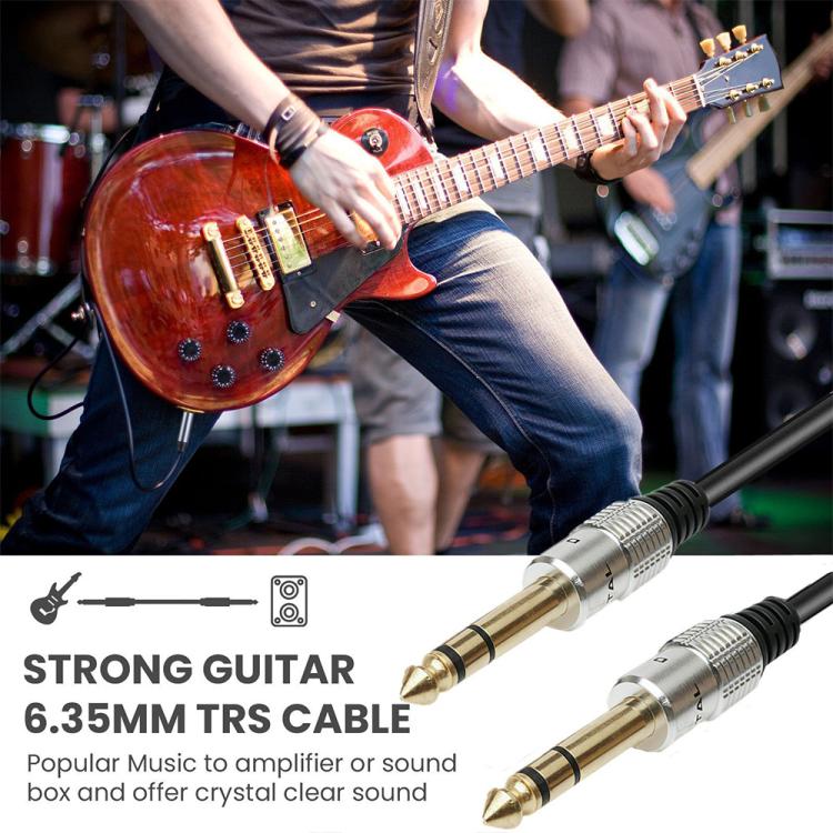 JUNSUNMAY 6.35mm 1/4 inch Male to Male Stereo Headphone Guitar Extension Cable Cord, Length:5m