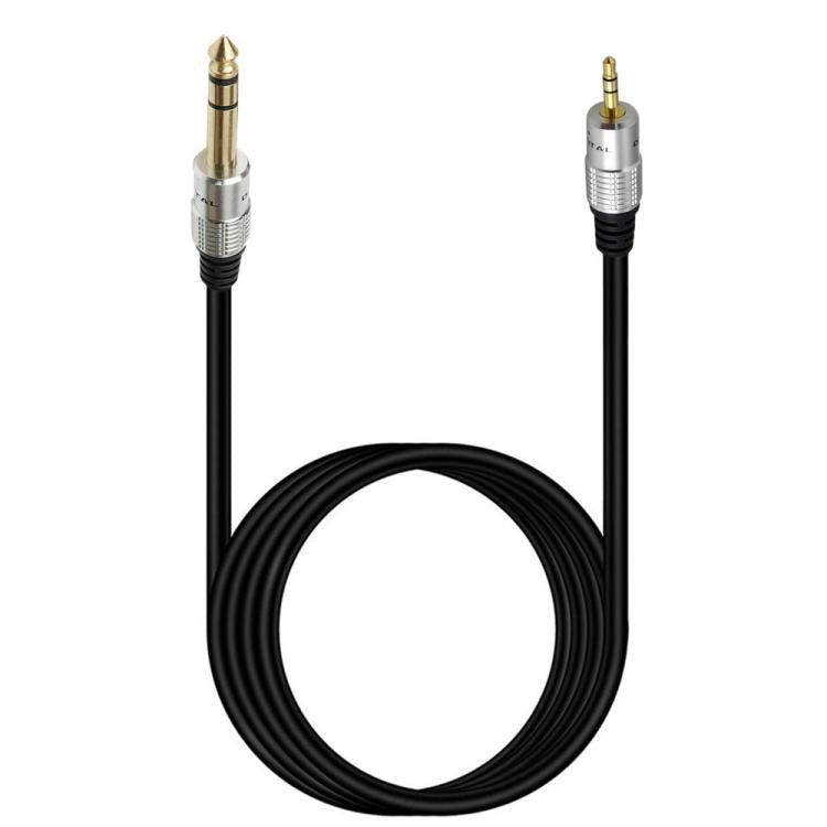JUNSUNMAY 6.35mm Male to 3.5mm TRS Male Stereo Audio Cable Guitar Cord, Length:1.8m