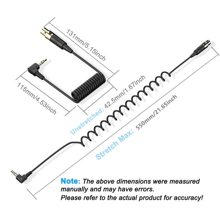 JUNSUNMAY 3.5mm Stereo Male to 4 Pin XLR Female Mixer Spring Extension Adapter Cable, Length: 0.5m