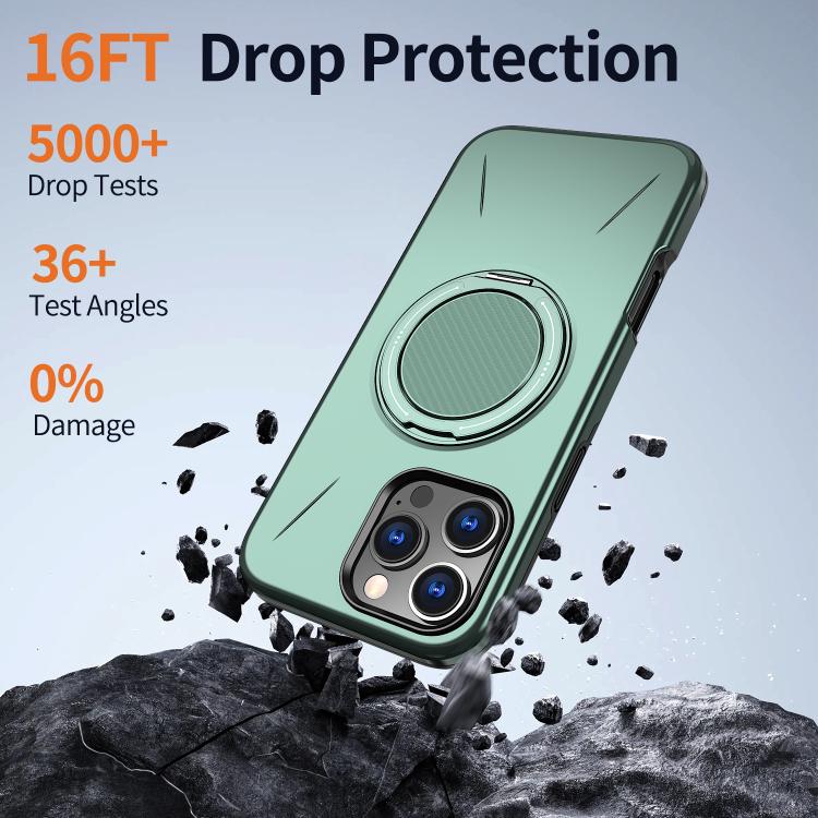 For iPhone 16 Pro Kalebol Magnetic MagSafe Rotation Holder PC Phone Case
