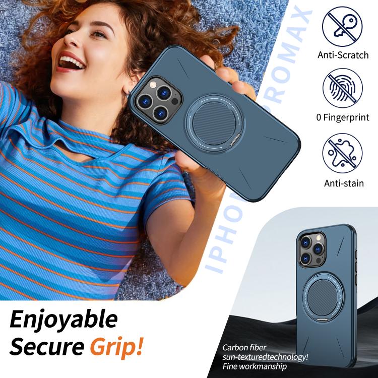 For iPhone 16 Pro Kalebol Magnetic MagSafe Rotation Holder PC Phone Case