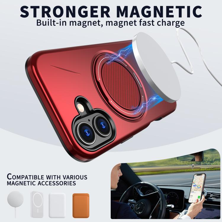 For iPhone 16 Kalebol Magnetic MagSafe Rotation Holder PC Phone Case