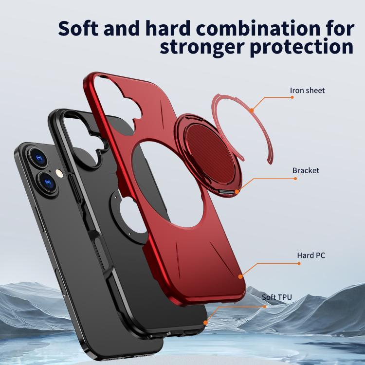 For iPhone 16 Kalebol Magnetic MagSafe Rotation Holder PC Phone Case