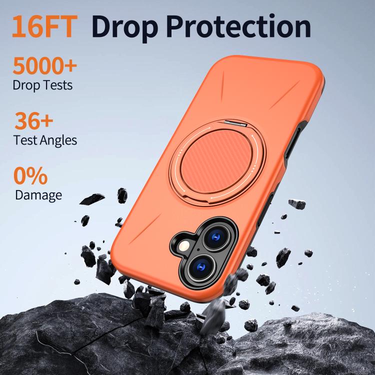 For iPhone 16 Kalebol Magnetic MagSafe Rotation Holder PC Phone Case