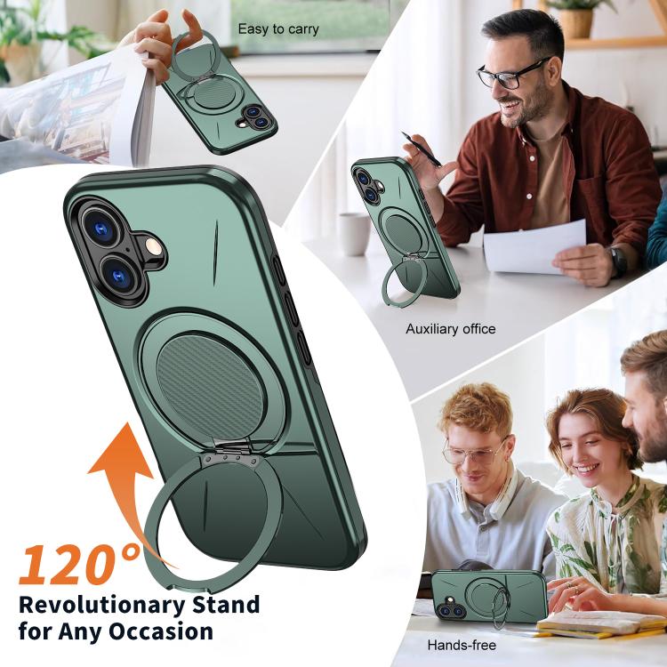 For iPhone 16 Kalebol Magnetic MagSafe Rotation Holder PC Phone Case