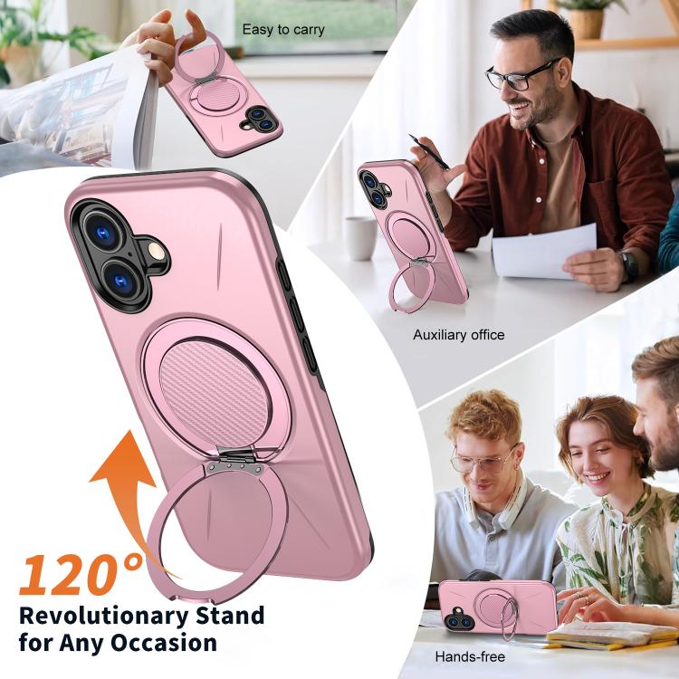 For iPhone 16 Kalebol Magnetic MagSafe Rotation Holder PC Phone Case
