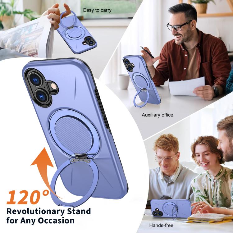 For iPhone 16 Kalebol Magnetic MagSafe Rotation Holder PC Phone Case