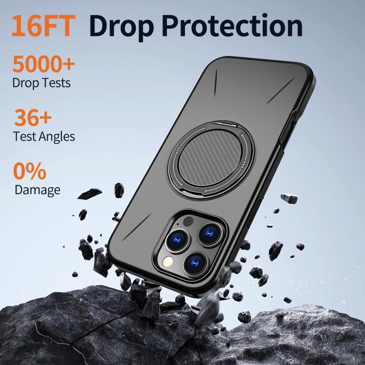 For iPhone 15 Pro Max Kalebol Magnetic MagSafe Rotation Holder PC Phone Case