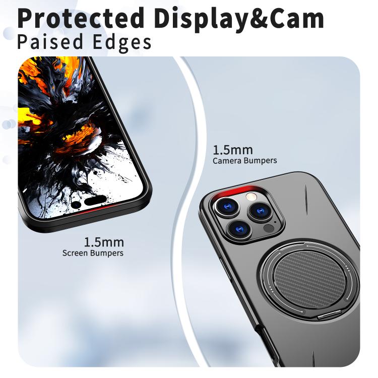 For iPhone 15 Pro Max Kalebol Magnetic MagSafe Rotation Holder PC Phone Case