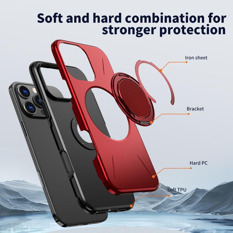 For iPhone 15 Pro Max Kalebol Magnetic MagSafe Rotation Holder PC Phone Case