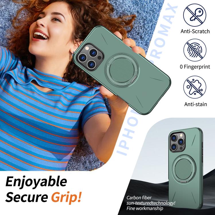For iPhone 15 Pro Max Kalebol Magnetic MagSafe Rotation Holder PC Phone Case