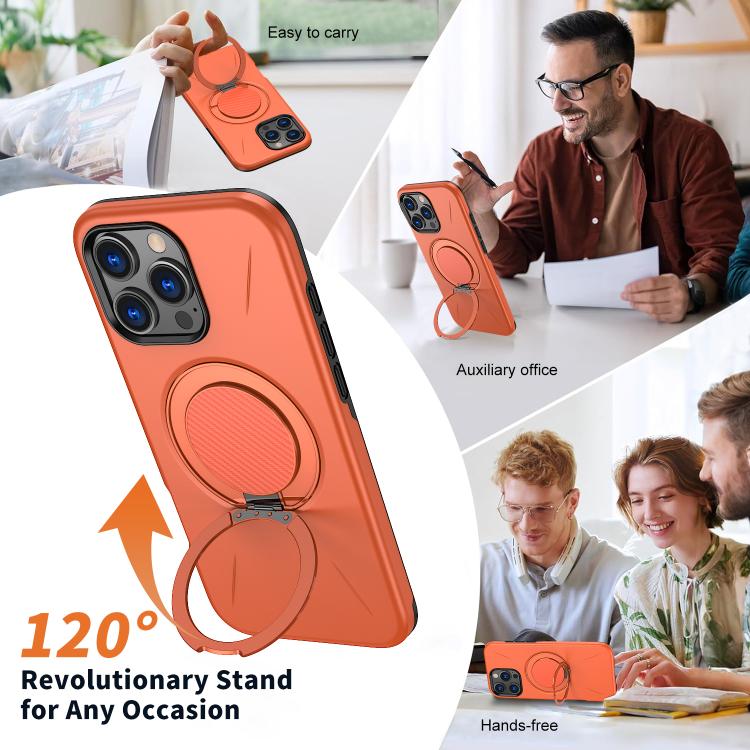 For iPhone 15 Pro Kalebol Magnetic MagSafe Rotation Holder PC Phone Case