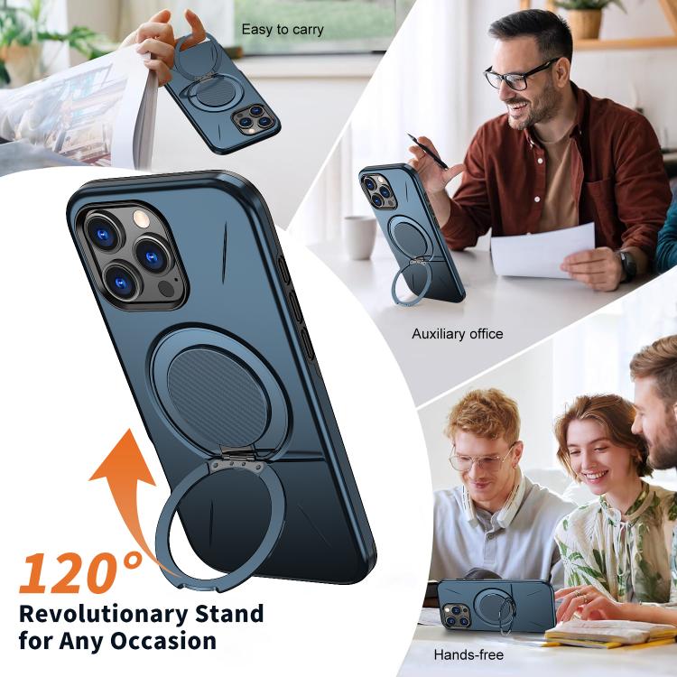 For iPhone 14 Pro Max Kalebol Magnetic MagSafe Rotation Holder PC Phone Case