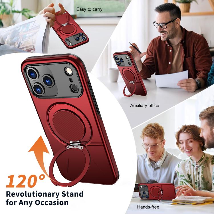 For iPhone 17 Pro Kalebol Magnetic MagSafe Rotation Holder PC Phone Case