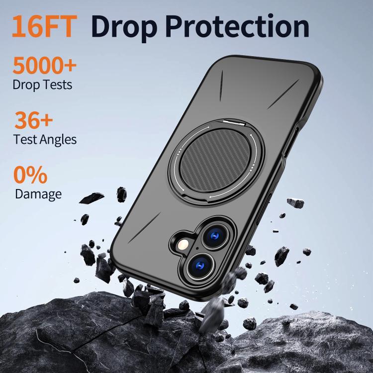 For iPhone 16 Plus Kalebol Magnetic MagSafe Rotation Holder PC Phone Case