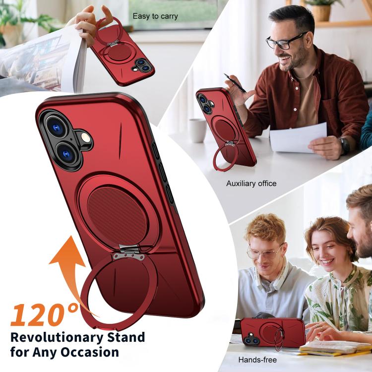 For iPhone 16 Plus Kalebol Magnetic MagSafe Rotation Holder PC Phone Case