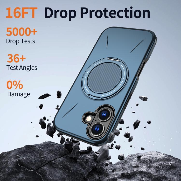 For iPhone 16 Plus Kalebol Magnetic MagSafe Rotation Holder PC Phone Case