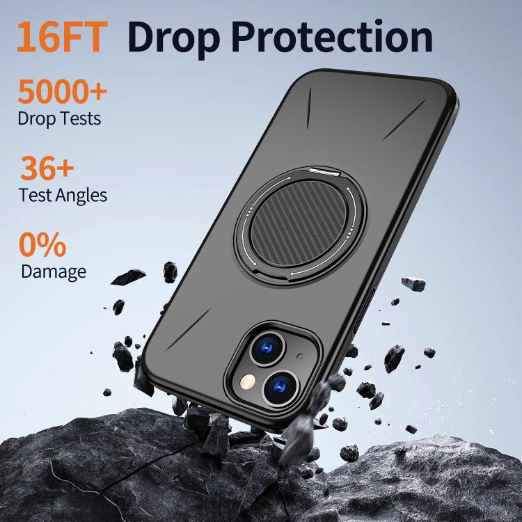 For iPhone 15 Kalebol Magnetic MagSafe Rotation Holder PC Phone Case