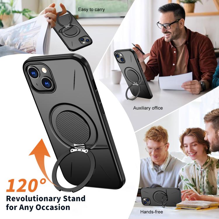 For iPhone 15 Kalebol Magnetic MagSafe Rotation Holder PC Phone Case