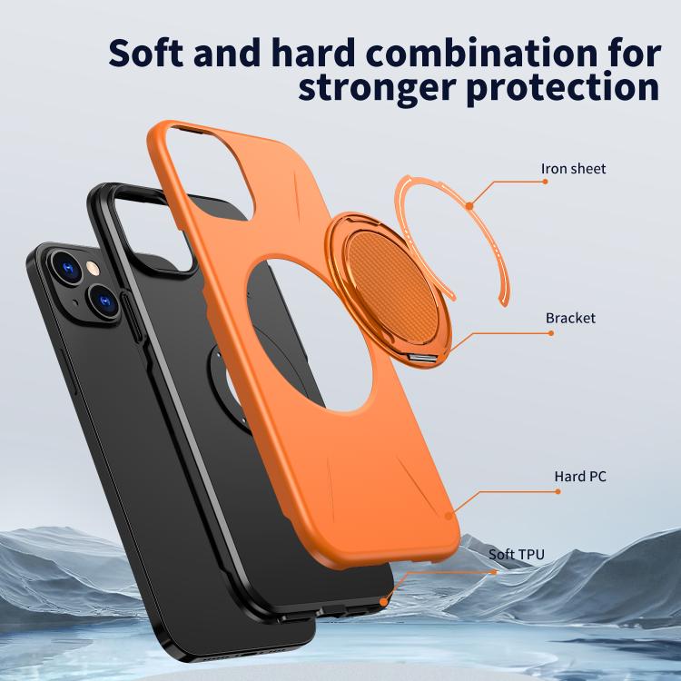 For iPhone 15 Kalebol Magnetic MagSafe Rotation Holder PC Phone Case
