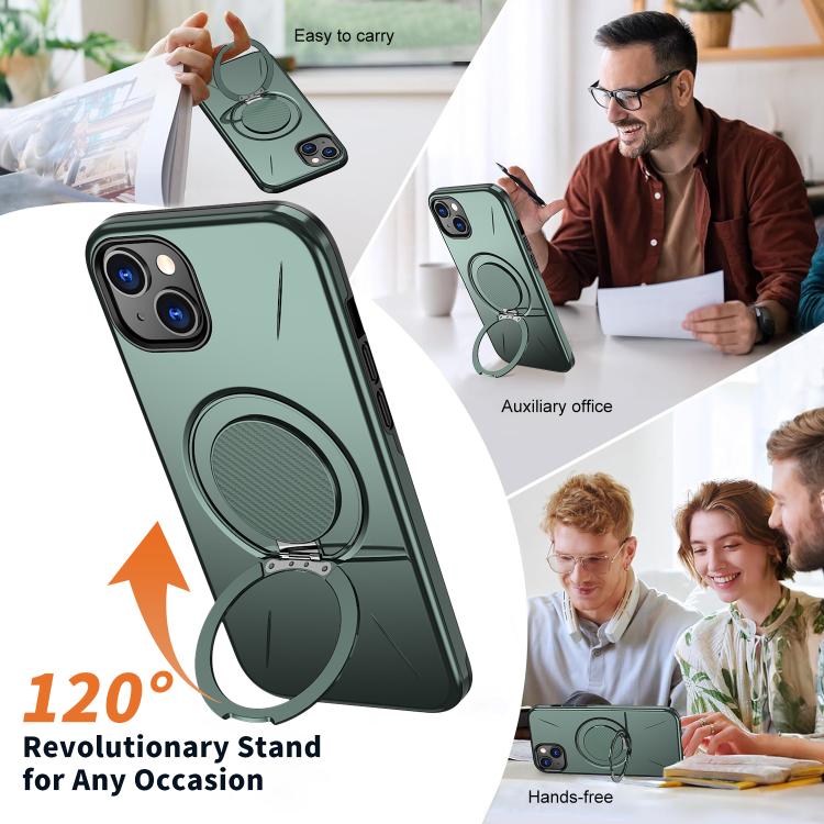 For iPhone 15 Kalebol Magnetic MagSafe Rotation Holder PC Phone Case