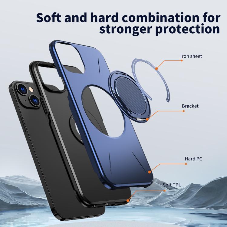 For iPhone 15 Kalebol Magnetic MagSafe Rotation Holder PC Phone Case