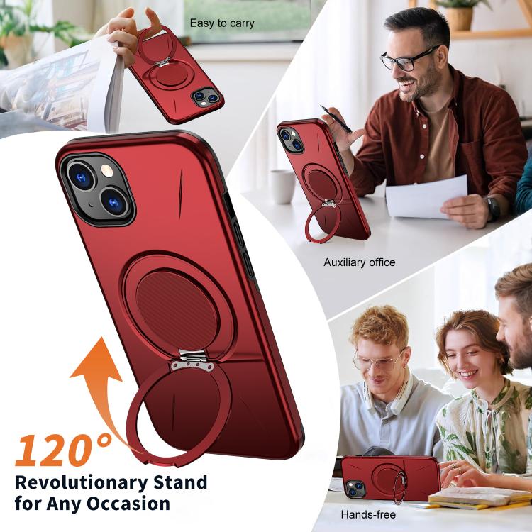 For iPhone 14 Kalebol Magnetic MagSafe Rotation Holder PC Phone Case