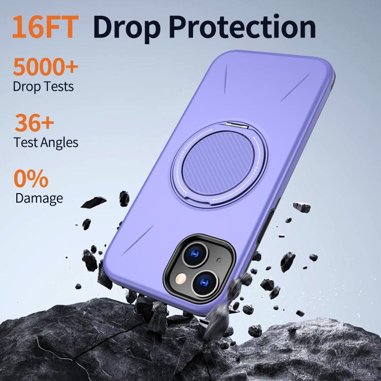 For iPhone 14 Kalebol Magnetic MagSafe Rotation Holder PC Phone Case