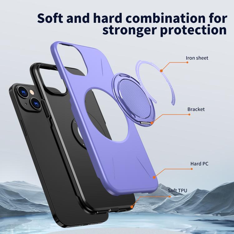 For iPhone 14 Kalebol Magnetic MagSafe Rotation Holder PC Phone Case